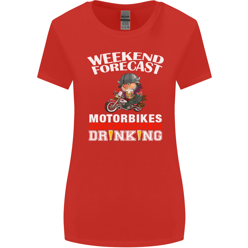 Weekend Forecast Motorbikes Womens Wider Cut T-Shirt Red
