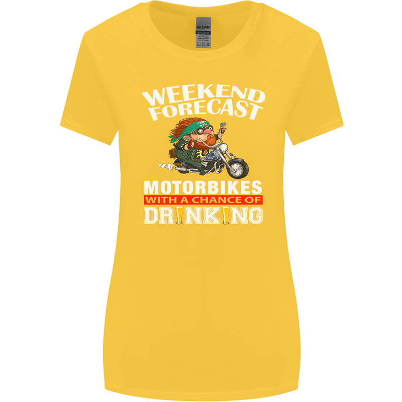 Weekend Forecast Motorbikes Womens Wider Cut T-Shirt Yellow