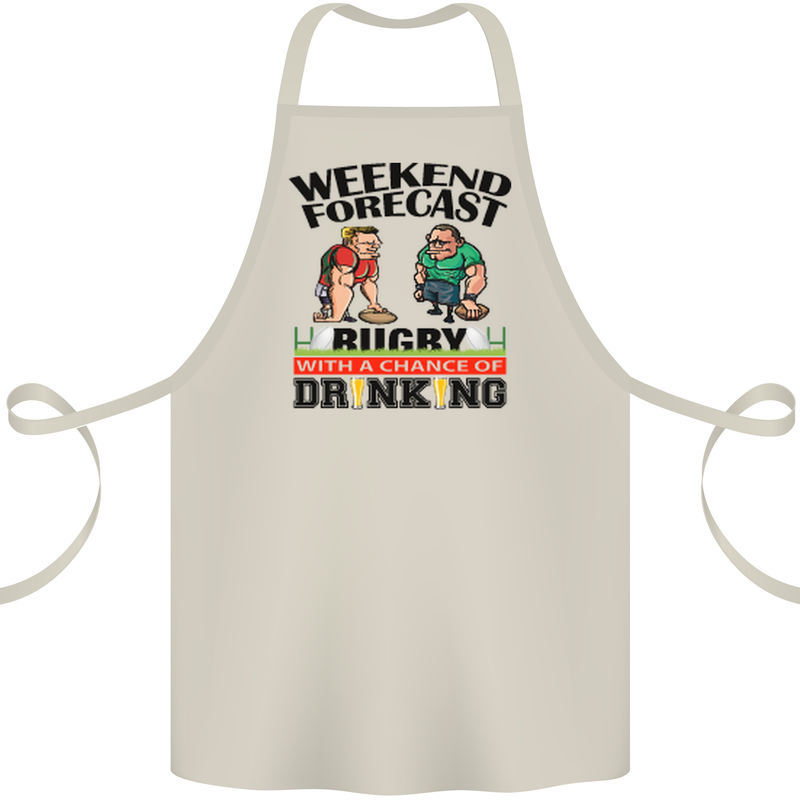 Weekend Forecast Rugby Funny Beer Alcohol Cotton Apron 100% Organic Natural