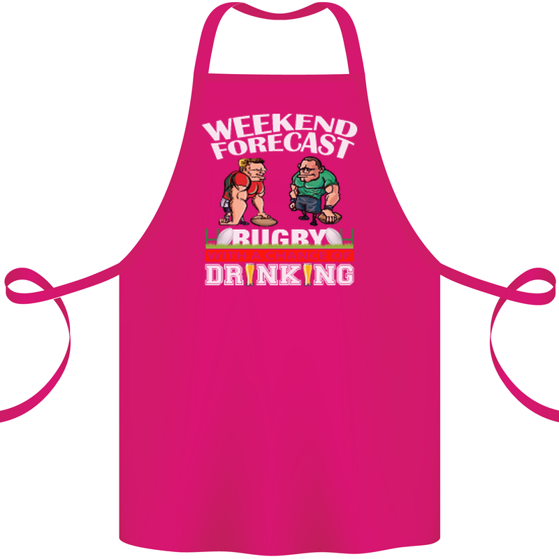 Weekend Forecast Rugby Funny Beer Alcohol Cotton Apron 100% Organic Pink