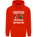 Weekend Forecast Rugby Funny Beer Alcohol Mens 80% Cotton Hoodie Bright Red