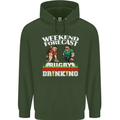 Weekend Forecast Rugby Funny Beer Alcohol Mens 80% Cotton Hoodie Forest Green