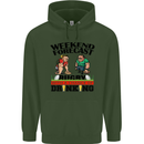 Weekend Forecast Rugby Funny Beer Alcohol Mens 80% Cotton Hoodie Forest Green