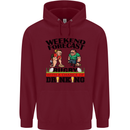 Weekend Forecast Rugby Funny Beer Alcohol Mens 80% Cotton Hoodie Maroon