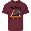 Weekend Forecast Rugby Funny Beer Alcohol Mens Cotton T-Shirt Tee Top Maroon