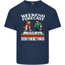 Weekend Forecast Rugby Funny Beer Alcohol Mens Cotton T-Shirt Tee Top Navy Blue