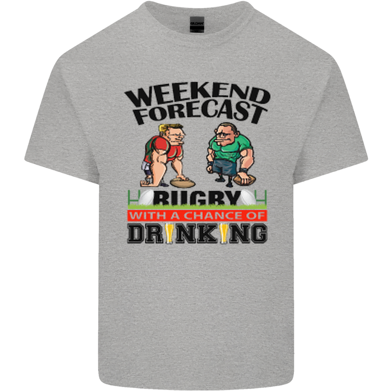 Weekend Forecast Rugby Funny Beer Alcohol Mens Cotton T-Shirt Tee Top Sports Grey