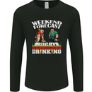 Weekend Forecast Rugby Funny Beer Alcohol Mens Long Sleeve T-Shirt Black