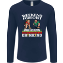 Weekend Forecast Rugby Funny Beer Alcohol Mens Long Sleeve T-Shirt Navy Blue