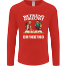 Weekend Forecast Rugby Funny Beer Alcohol Mens Long Sleeve T-Shirt Red