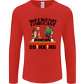 Weekend Forecast Rugby Funny Beer Alcohol Mens Long Sleeve T-Shirt Red
