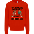 Weekend Forecast Rugby Funny Beer Alcohol Mens Sweatshirt Jumper Bright Red