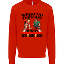 Weekend Forecast Rugby Funny Beer Alcohol Mens Sweatshirt Jumper Bright Red