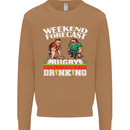 Weekend Forecast Rugby Funny Beer Alcohol Mens Sweatshirt Jumper Caramel Latte