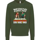 Weekend Forecast Rugby Funny Beer Alcohol Mens Sweatshirt Jumper Forest Green