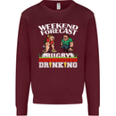 Weekend Forecast Rugby Funny Beer Alcohol Mens Sweatshirt Jumper Maroon