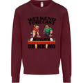 Weekend Forecast Rugby Funny Beer Alcohol Mens Sweatshirt Jumper Maroon