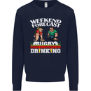 Weekend Forecast Rugby Funny Beer Alcohol Mens Sweatshirt Jumper Navy Blue
