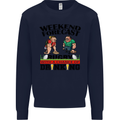 Weekend Forecast Rugby Funny Beer Alcohol Mens Sweatshirt Jumper Navy Blue