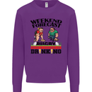 Weekend Forecast Rugby Funny Beer Alcohol Mens Sweatshirt Jumper Purple