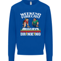Weekend Forecast Rugby Funny Beer Alcohol Mens Sweatshirt Jumper Royal Blue