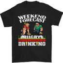 Weekend Forecast Rugby Funny Beer Alcohol Mens T-Shirt Cotton Gildan Black