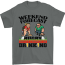 Weekend Forecast Rugby Funny Beer Alcohol Mens T-Shirt Cotton Gildan Charcoal