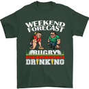 Weekend Forecast Rugby Funny Beer Alcohol Mens T-Shirt Cotton Gildan Forest Green