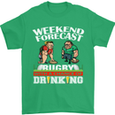 Weekend Forecast Rugby Funny Beer Alcohol Mens T-Shirt Cotton Gildan Irish Green