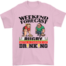 Weekend Forecast Rugby Funny Beer Alcohol Mens T-Shirt Cotton Gildan Light Pink