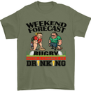 Weekend Forecast Rugby Funny Beer Alcohol Mens T-Shirt Cotton Gildan Military Green
