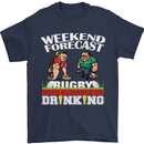 Weekend Forecast Rugby Funny Beer Alcohol Mens T-Shirt Cotton Gildan Navy Blue