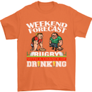 Weekend Forecast Rugby Funny Beer Alcohol Mens T-Shirt Cotton Gildan Orange