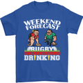 Weekend Forecast Rugby Funny Beer Alcohol Mens T-Shirt Cotton Gildan Royal Blue