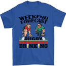 Weekend Forecast Rugby Funny Beer Alcohol Mens T-Shirt Cotton Gildan Royal Blue
