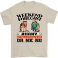 Weekend Forecast Rugby Funny Beer Alcohol Mens T-Shirt Cotton Gildan Sand