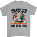 Weekend Forecast Rugby Funny Beer Alcohol Mens T-Shirt Cotton Gildan Sports Grey