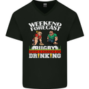 Weekend Forecast Rugby Funny Beer Alcohol Mens V-Neck Cotton T-Shirt Black