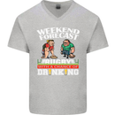 Weekend Forecast Rugby Funny Beer Alcohol Mens V-Neck Cotton T-Shirt Sports Grey