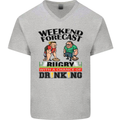 Weekend Forecast Rugby Funny Beer Alcohol Mens V-Neck Cotton T-Shirt Sports Grey