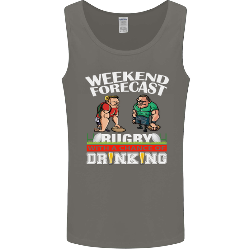 Weekend Forecast Rugby Funny Beer Alcohol Mens Vest Tank Top Charcoal