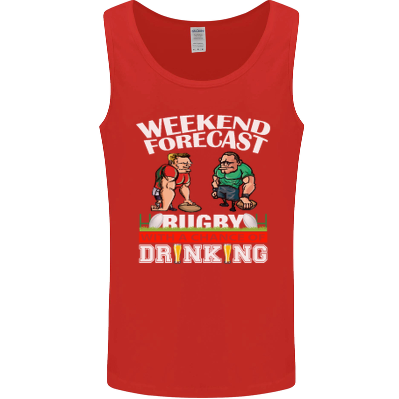 Weekend Forecast Rugby Funny Beer Alcohol Mens Vest Tank Top Red