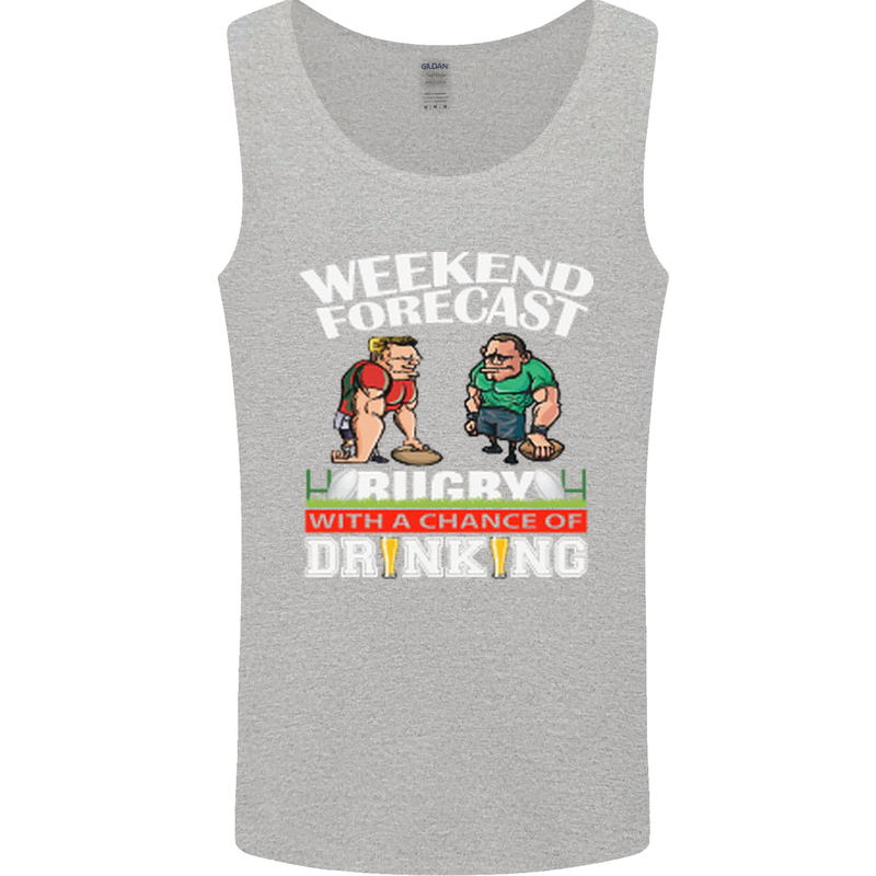 Weekend Forecast Rugby Funny Beer Alcohol Mens Vest Tank Top Sports Grey