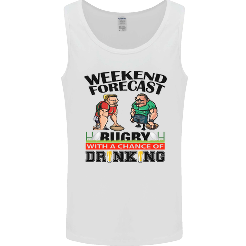 Weekend Forecast Rugby Funny Beer Alcohol Mens Vest Tank Top White