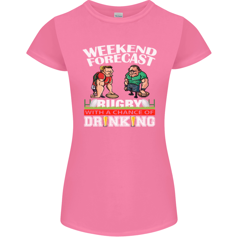 Weekend Forecast Rugby Funny Beer Alcohol Womens Petite Cut T-Shirt Azalea