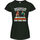 Weekend Forecast Rugby Funny Beer Alcohol Womens Petite Cut T-Shirt Black