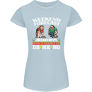 Weekend Forecast Rugby Funny Beer Alcohol Womens Petite Cut T-Shirt Light Blue