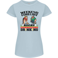 Weekend Forecast Rugby Funny Beer Alcohol Womens Petite Cut T-Shirt Light Blue