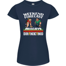 Weekend Forecast Rugby Funny Beer Alcohol Womens Petite Cut T-Shirt Navy Blue