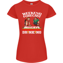 Weekend Forecast Rugby Funny Beer Alcohol Womens Petite Cut T-Shirt Red